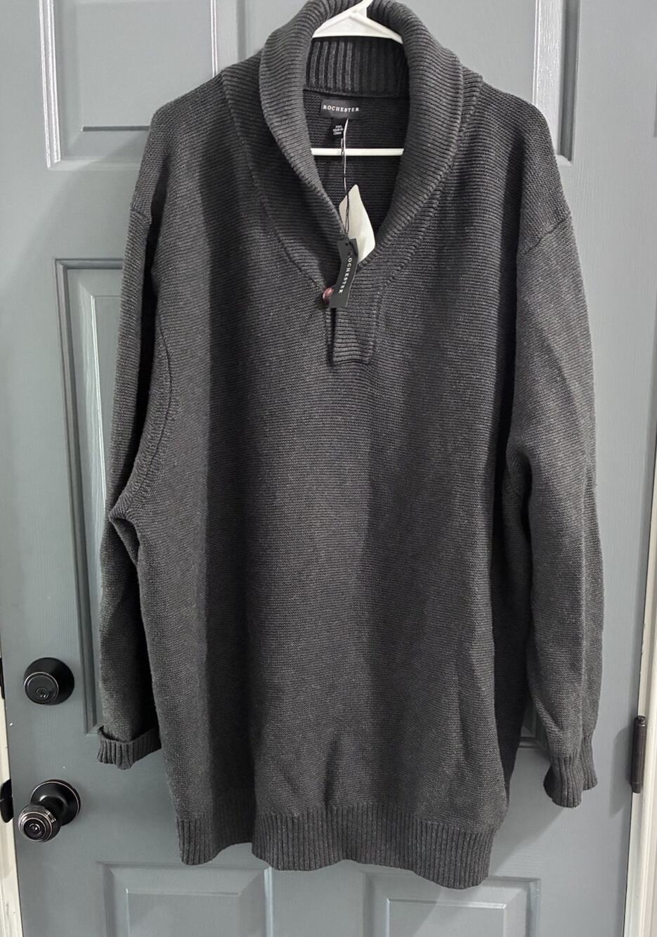 Rochester wool blend sweater mens 3XL gray cowl neck relaxed fit preppy business